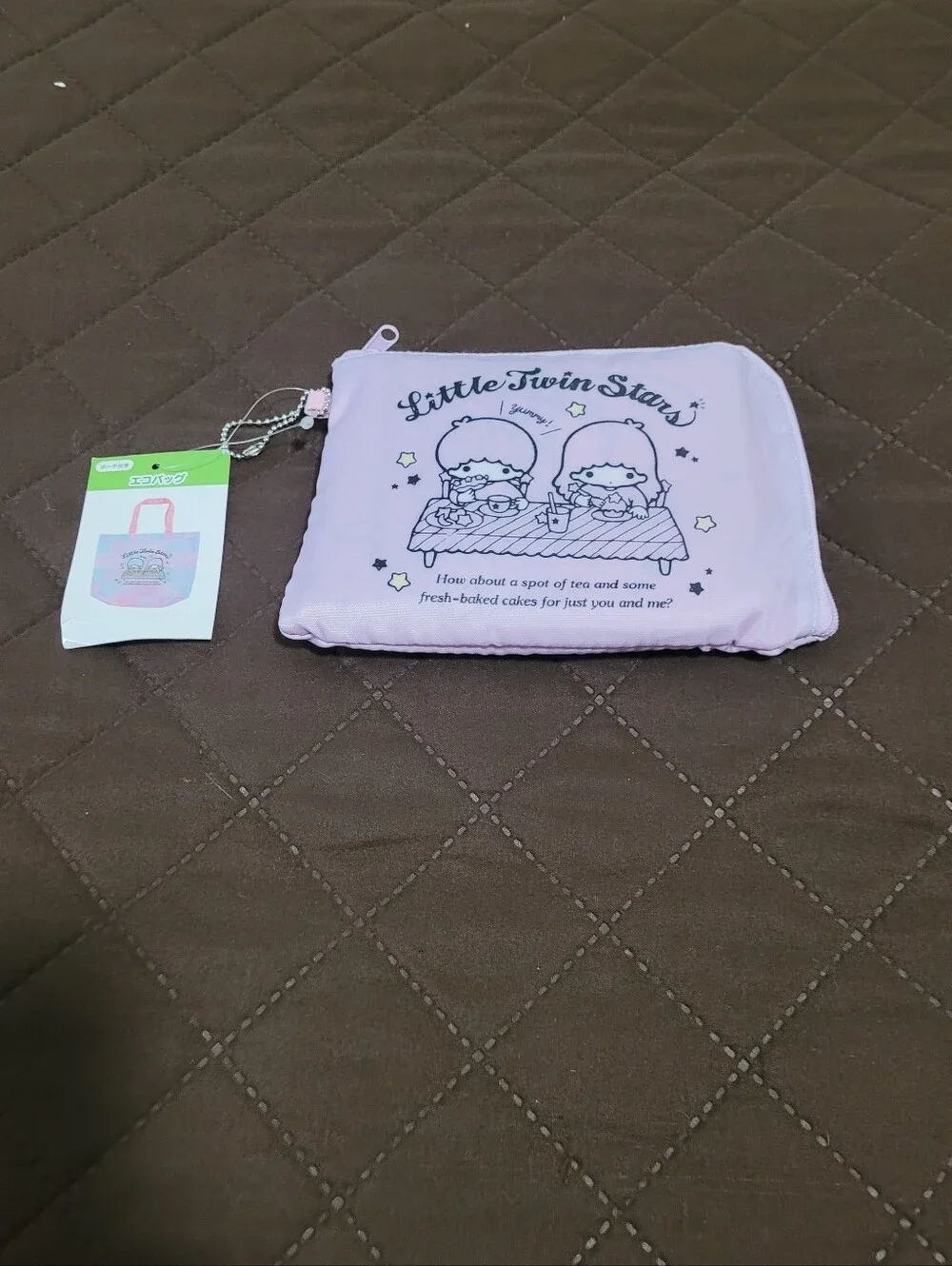 NWT Sanrio Little Twin Stars Pink Foldable Tote Pouch